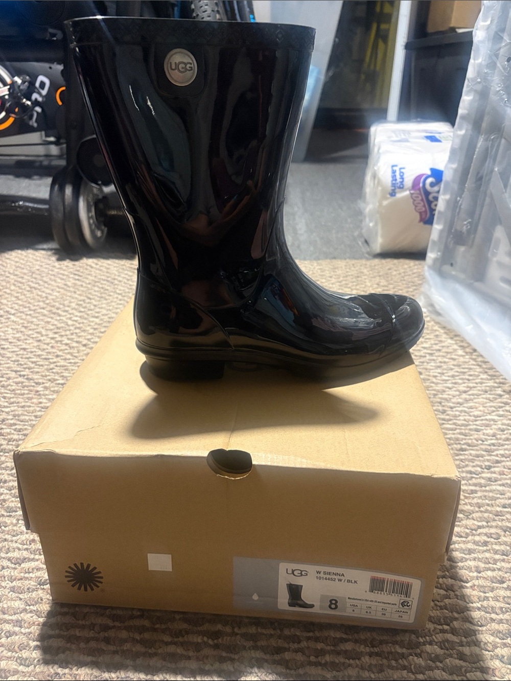 UGG Women's Black Patent Rain Boots